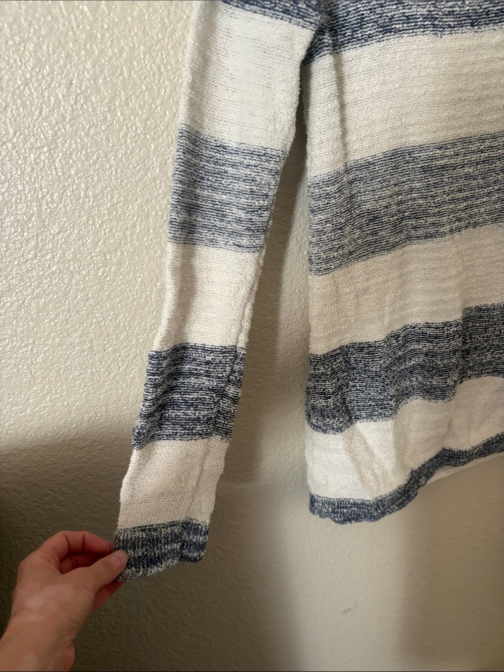 Calvin Klein Jeans Cream and Navy Striped Crew Neck Sweater - Picture 3 of 10